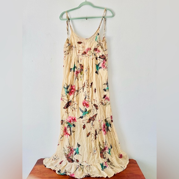 Z&L Europe Dresses & Skirts - Z&L Europe Boho Cotton Maxi Dress with embroidered & beaded birds & butterflies